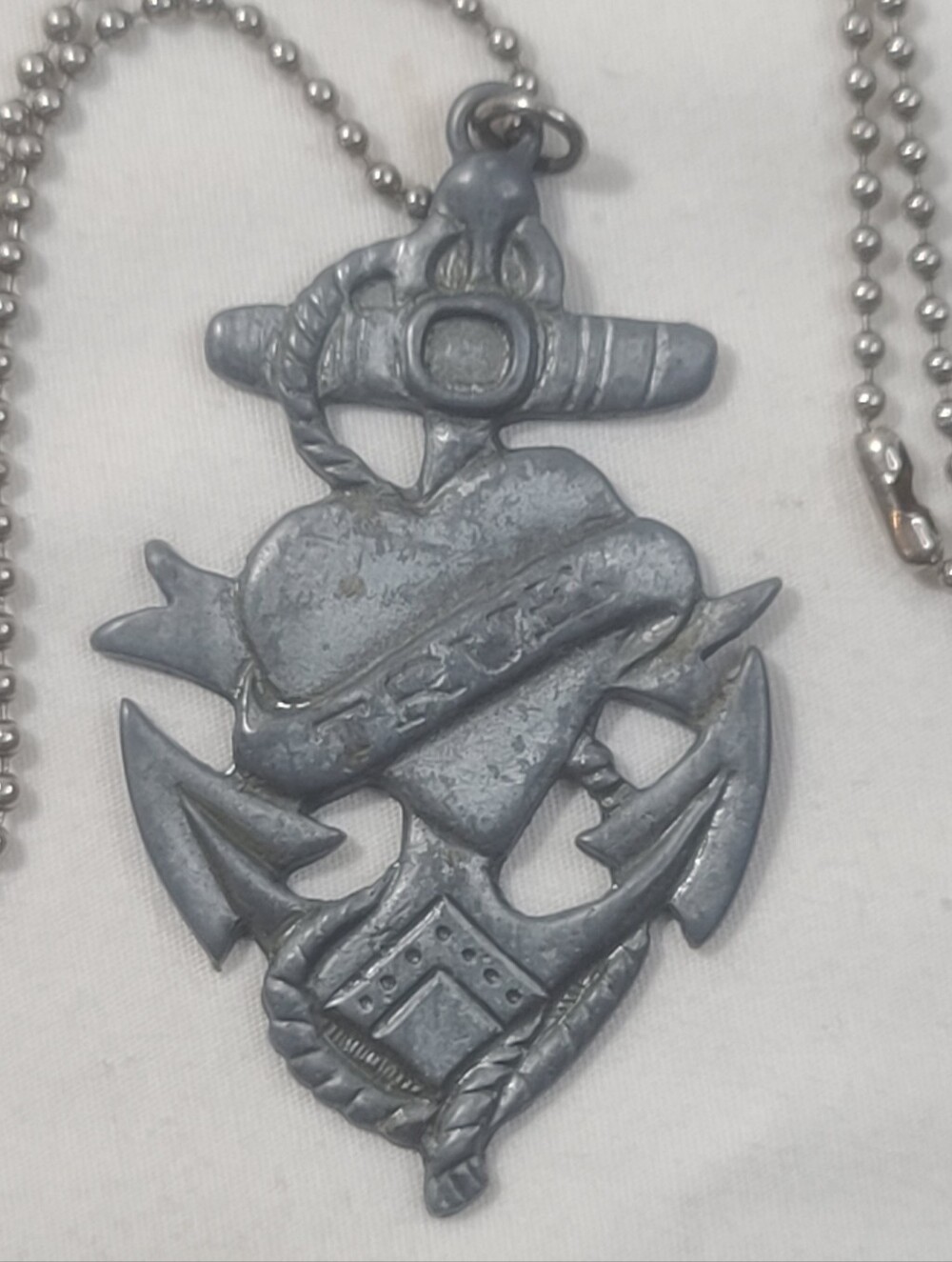 Ed Hardy Vintage Rare Gunmetal Anchor & Heart Pendant Necklace - Men Accessories